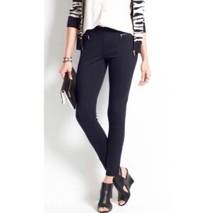 NWOT Ann Taylor Classic Ponte Zip Pocket Detail Leggings Navy Blue Small Petite